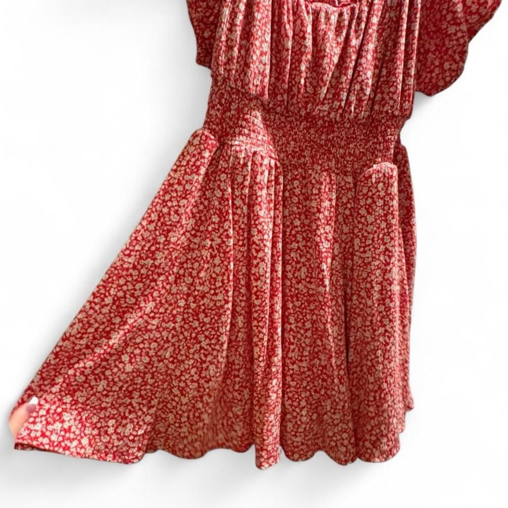 torrid Red Floral Puff-Sleeve Midi romper :) - Picture 2 of 4